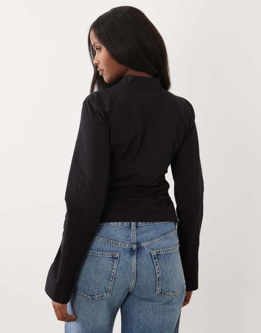 ASOS DESIGN - Chemise cintrée à col Mao - Noir, 4 de 4
