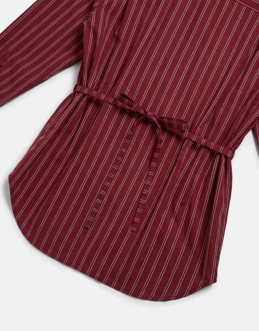 ASOS DESIGN chemise cintrée à la taille à rayures bordeaux, 8 de 9