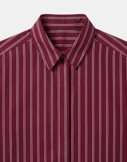 ASOS DESIGN chemise cintrée à la taille à rayures bordeaux, 9 de 9