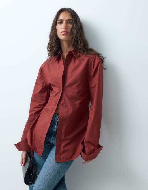 ASOS DESIGN chemise cintrée à la taille en chocolat amer, 3 de 9
