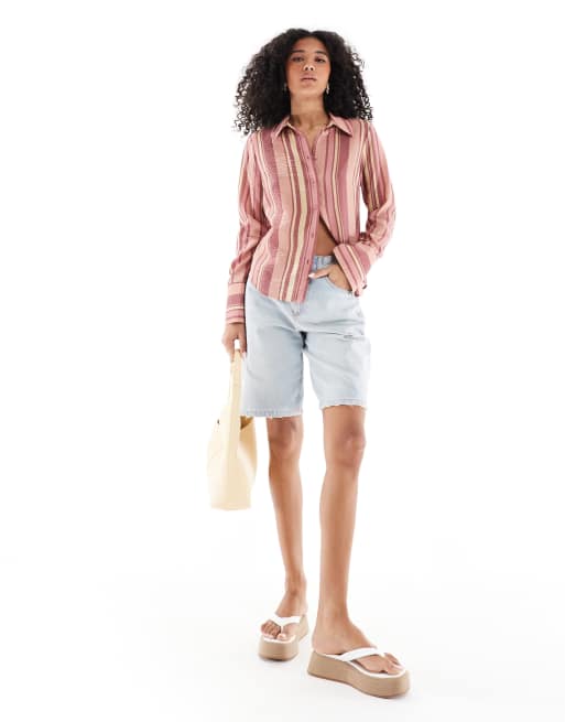 ASOS DESIGN - Chemise cintrée à manches longues et rayures - Rose, 3 de 4