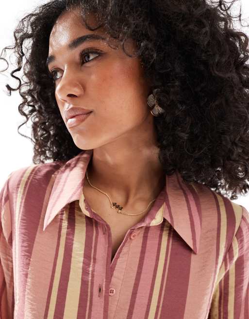 ASOS DESIGN - Chemise cintrée à manches longues et rayures - Rose, 4 de 4