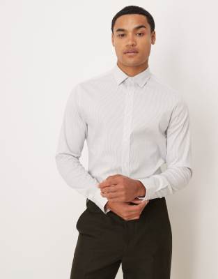 ASOS DESIGN - Chemise cintrée élégante à rayures - Gris