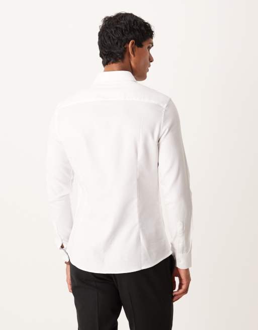 ASOS DESIGN - Chemise cintrée élégante en tissu texturé facile à repasser - Blanc, 3 de 5