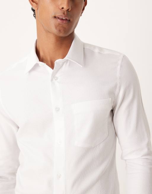 ASOS DESIGN - Chemise cintrée élégante en tissu texturé facile à repasser - Blanc, 4 de 5