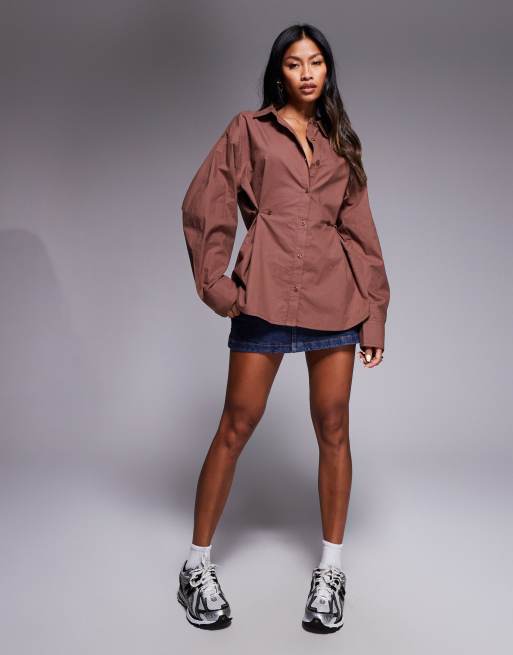 ASOS DESIGN - Chemise cintrée et boutonnée - Marron, 3 de 4