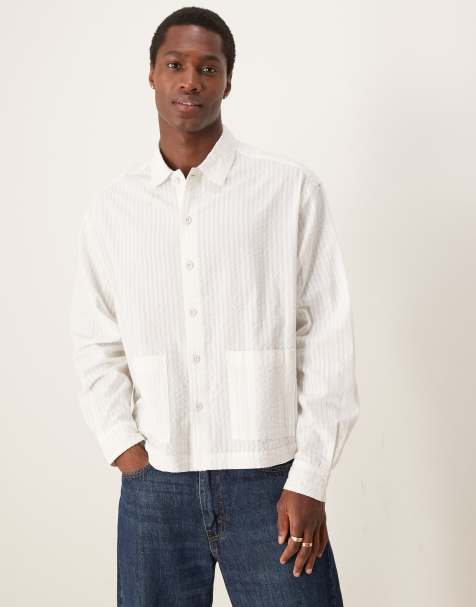 ASOS DESIGN - Chemise classique coupe carrée en crépon - Blanc - view 1