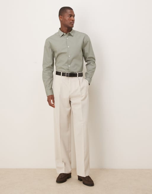 ASOS DESIGN - Chemise classique élégante en popeline facile à repasser - Sauge foncé, 3 de 4