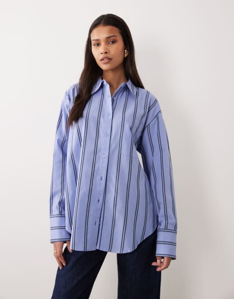 ASOS DESIGN - Chemise classique en coton à rayures - Bleu - view 1