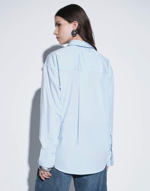 ASOS DESIGN - Chemise classique en coton - Bleu, 3 de 4