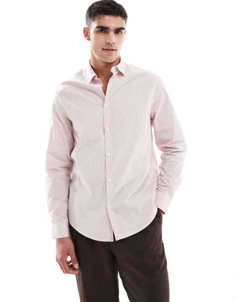 ASOS DESIGN - Chemise classique habillée à carreaux - Rose - view 1