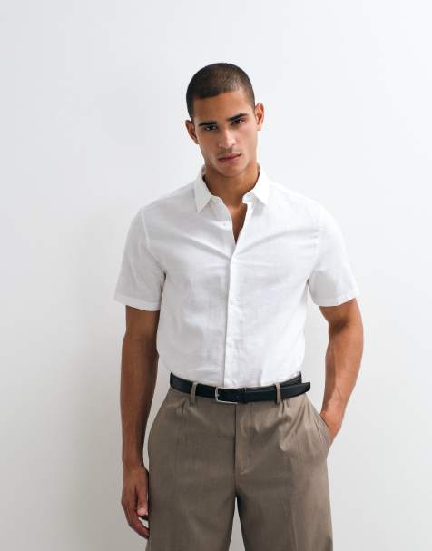 ASOS DESIGN - Chemise classique habillée en lin mélangé - Blanc - view 1