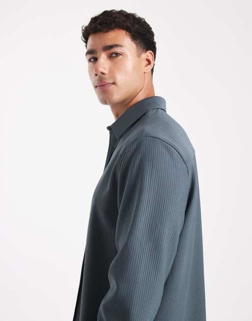 ASOS DESIGN - Chemise côtelée coupe classique - Bleu acier, 4 de 5