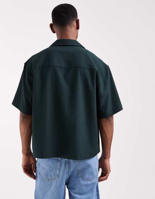 ASOS DESIGN - Chemise côtelée oversize coupe carrée à col à revers avec poche brodée - Vert, 5 de 5