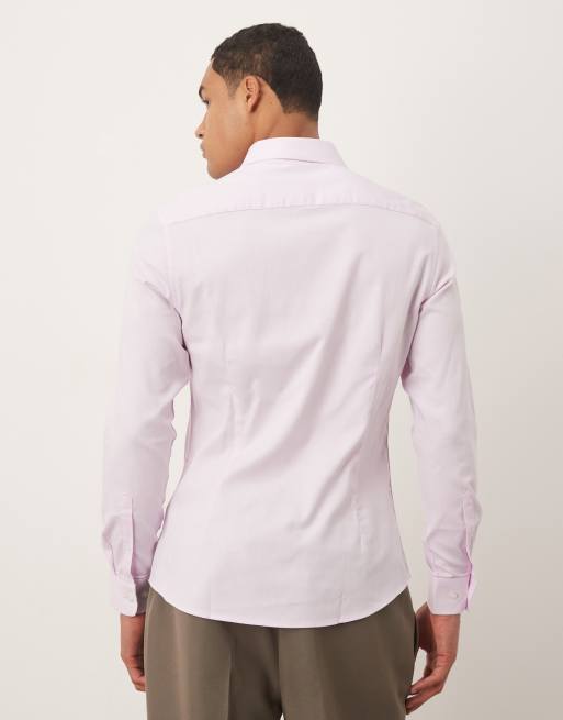 ASOS DESIGN - Chemise coupe ajustée motif chevrons - Rose, 5 de 5