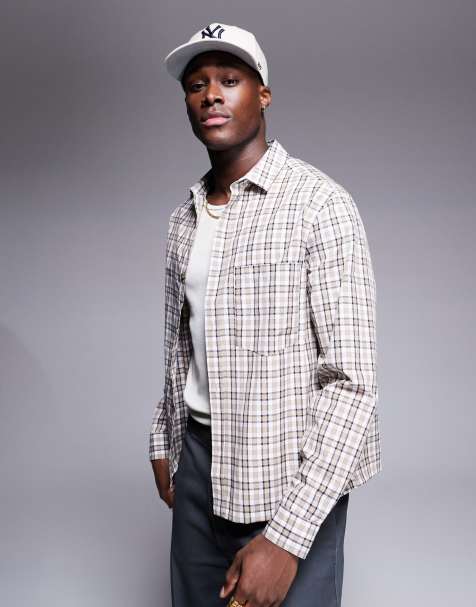 ASOS DESIGN - Chemise coupe carrée à carreaux - Neutre - view 1