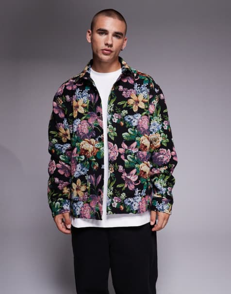 ASOS DESIGN - Chemise coupe carrée à imprimé tapisserie et fleurs oversize - Noir - view 1