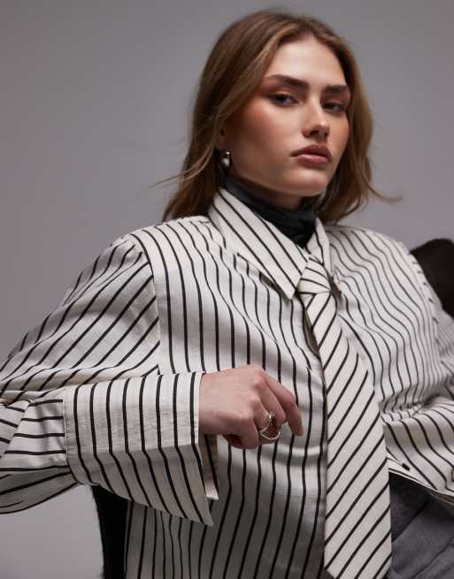 ASOS DESIGN - Chemise coupe carrée à rayures avec épaulettes et cravate, 3 de 4