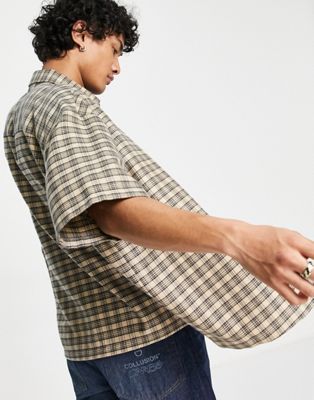 Chemises Chemise coupe carrée dad oversize à carreaux - Beige