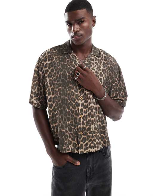 ASOS DESIGN - Chemise coupe carrée décontractée en coton - Imprimé léopard
