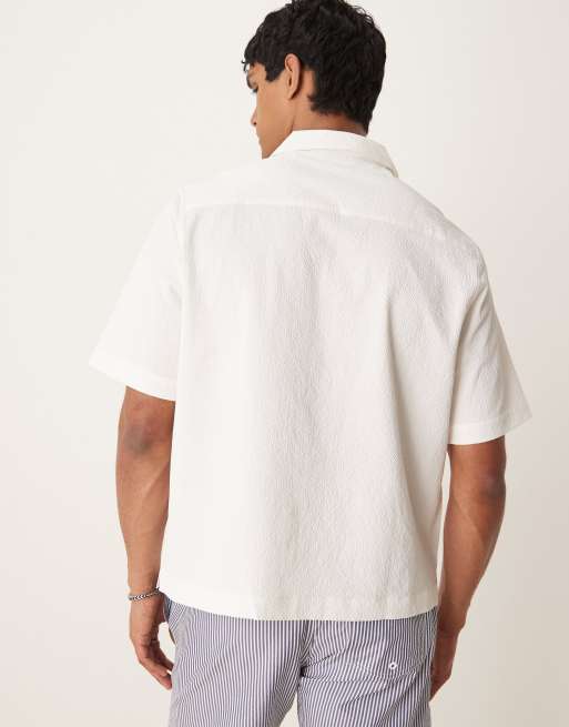 ASOS DESIGN - Chemise coupe carrée en crépon avec col à revers - Blanc, 3 de 4