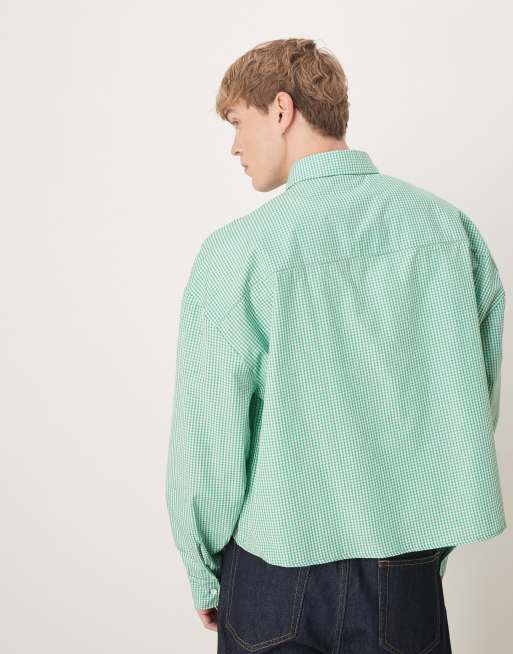 ASOS DESIGN - Chemise coupe carrée oversize à micro-carreaux - Vert, 3 de 4