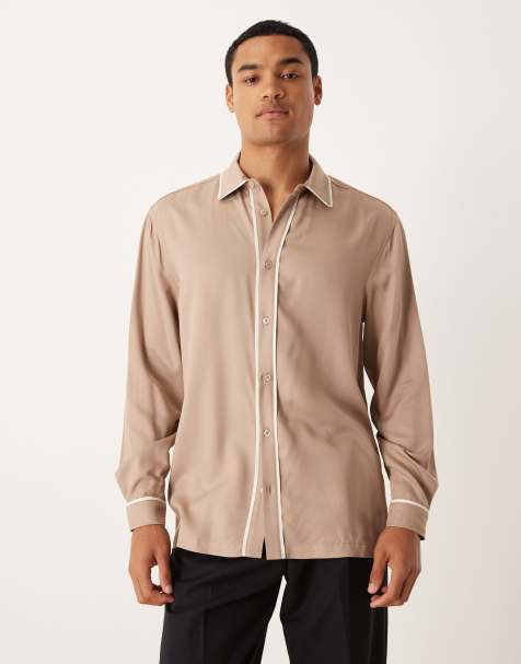 ASOS DESIGN - Chemise coupe classique avec liseré contrastant - Marron - view 1
