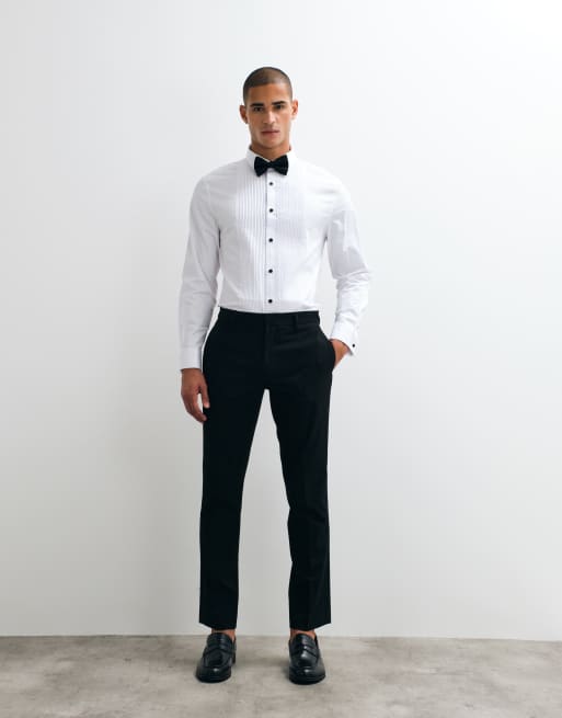 ASOS DESIGN - Chemise coupe classique satinée avec plastron fantaisie - Blanc, 3 de 5