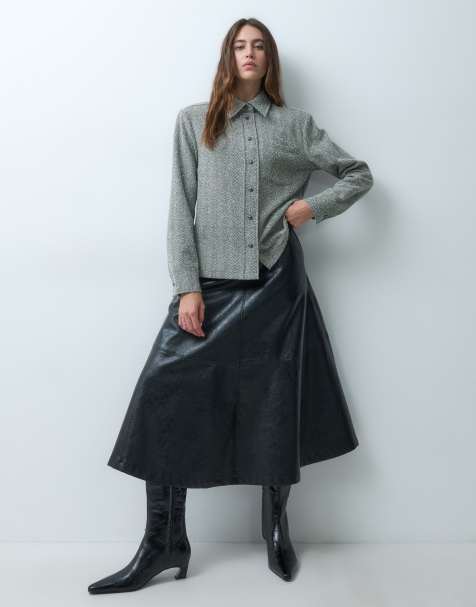 ASOS DESIGN Chemise coupe tailleur à manches longues, effet laine, coupe décontractée, à chevrons monochromes - view 1