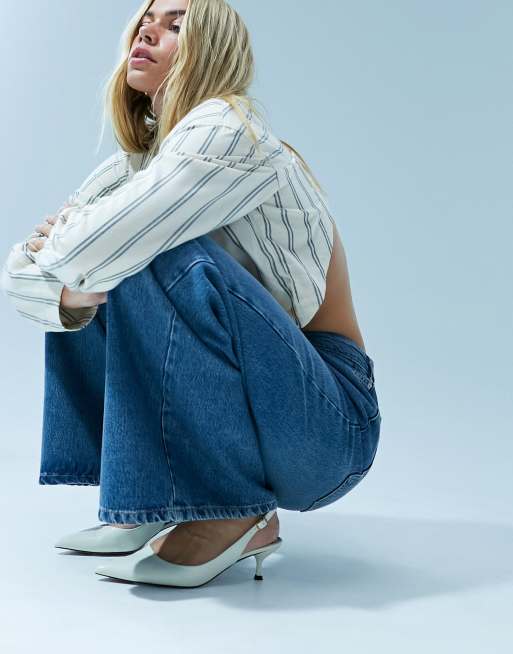 ASOS DESIGN - Chemise courte à fines rayures et épaulettes - Gris