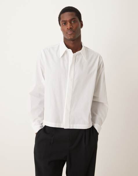 ASOS DESIGN - Chemise courte coupe carrée en mousseline style années 70 avec col - Blanc - view 1