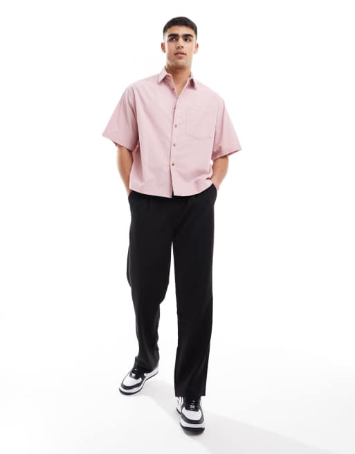 ASOS DESIGN - Chemise courte coupe carrée oversize en velours côtelé avec manches courtes - Rose clair, 2 de 4