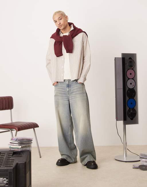 ASOS DESIGN - Chemise courte décontractée à rayures - Crème, 2 de 4