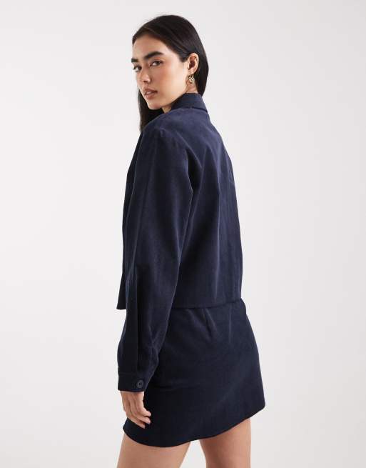 ASOS DESIGN - Chemise courte d'ensemble en velours côtelé - Bleu marine, 2 de 4