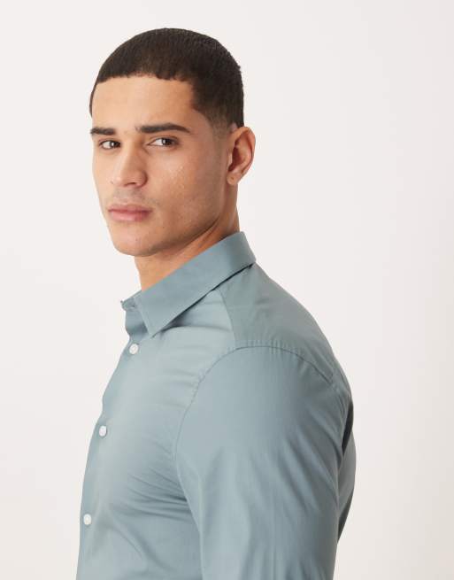 ASOS DESIGN - Chemise de bureau stretch et ajustée - Bleu, 4 de 5