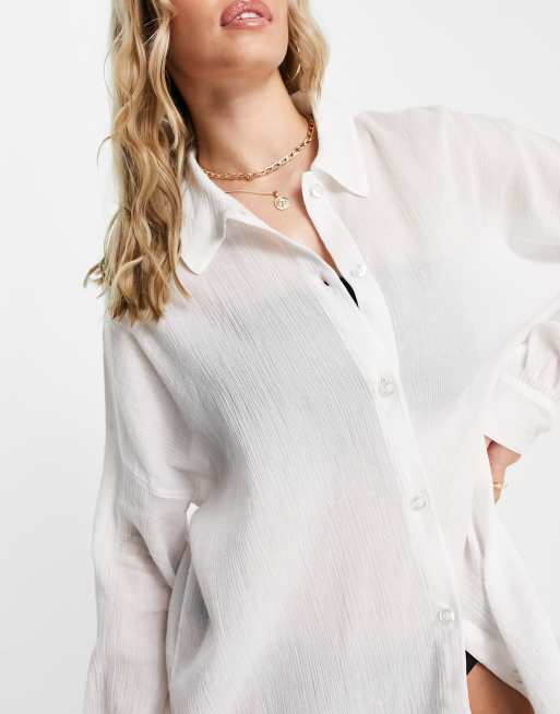 ASOS DESIGN - Chemise de plage effet froissé - Blanc, 3 de 4
