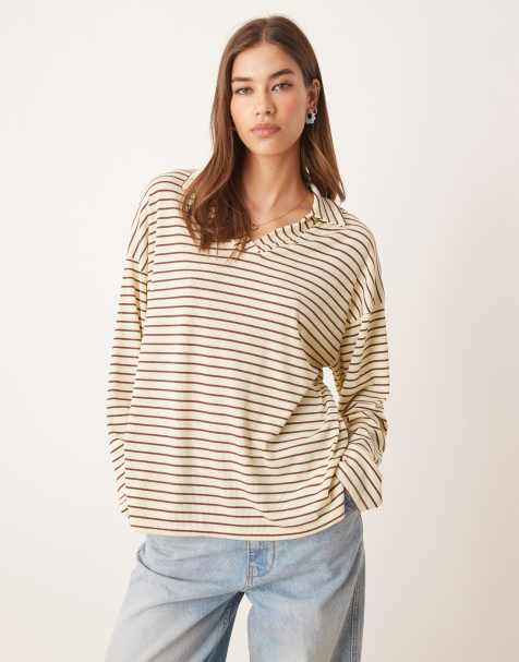 ASOS DESIGN - Chemise de rugby rayée avec col et manches longues - Jaune - view 1