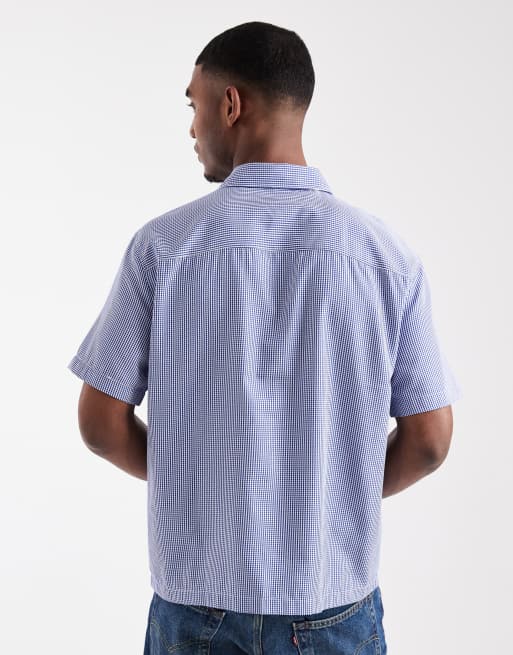 ASOS DESIGN - Chemise décontractée à carreaux avec broderie sur le devant - Bleu, 5 de 5