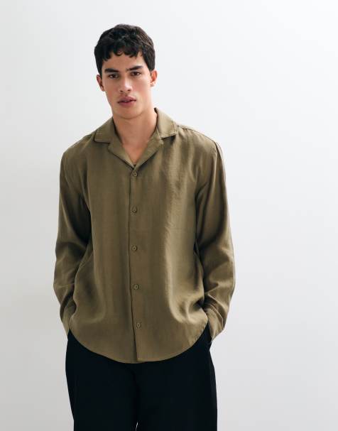 ASOS DESIGN chemise décontractée à col ouvert avec passepoil vert - view 1