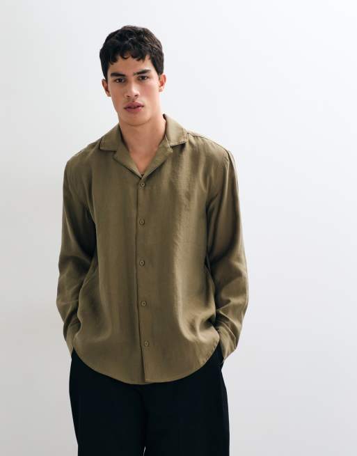ASOS DESIGN chemise décontractée à col ouvert avec passepoil vert, 2 de 5