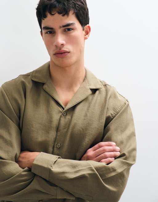 ASOS DESIGN chemise décontractée à col ouvert avec passepoil vert, 5 de 5