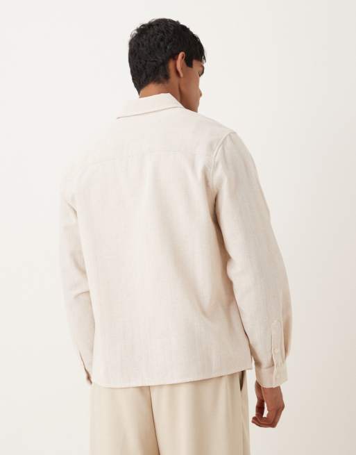 ASOS DESIGN - Chemise décontractée à encolure carrée en tissu texturé - Beige, 5 de 5