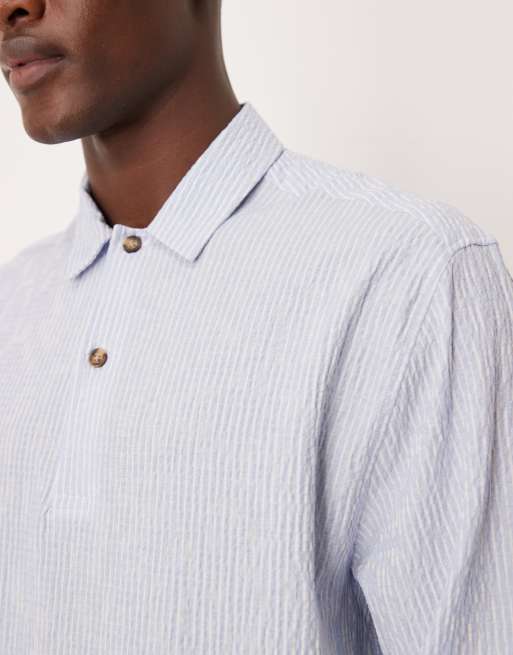 ASOS DESIGN - Chemise décontractée à enfiler en crépon rayé - Bleu, 5 de 5