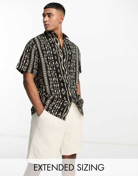 ASOS DESIGN - Chemise décontractée à imprimé aztèque - Noir - view 1