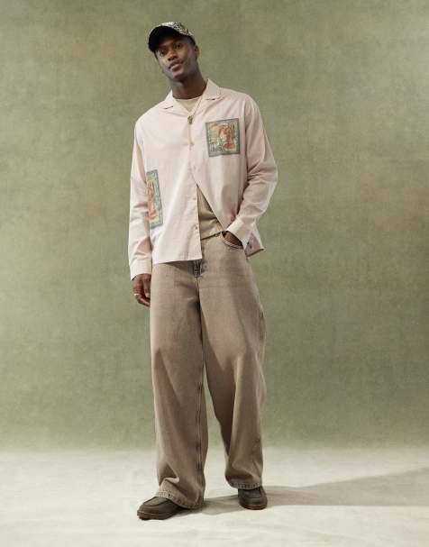 ASOS DESIGN - Chemise décontractée à imprimés et appliqués avec col à revers - Rose - view 1