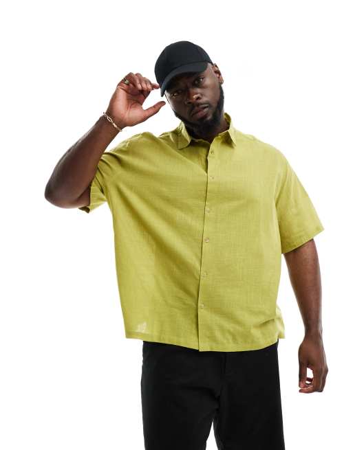 ASOS DESIGN - Chemise décontractée aspect lin - Vert olive