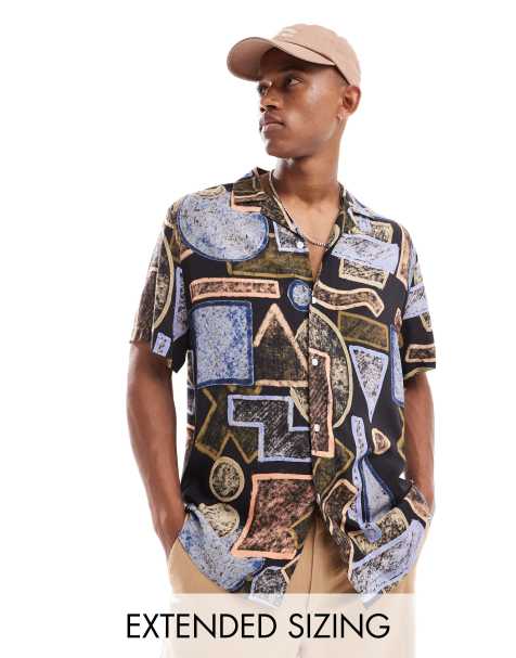 ASOS DESIGN - Chemise décontractée avec col à revers et imprimé abstrait vintage - Multicolore - view 1