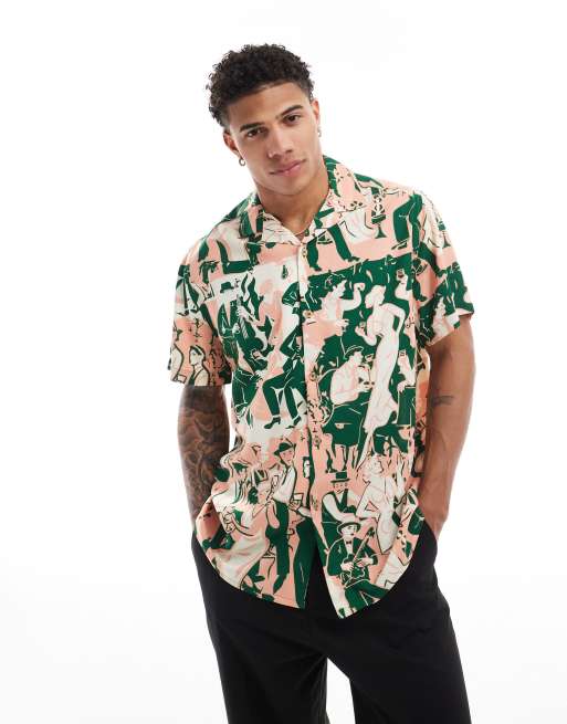 ASOS DESIGN - Chemise décontractée avec col à revers et imprimé groupe de jazz