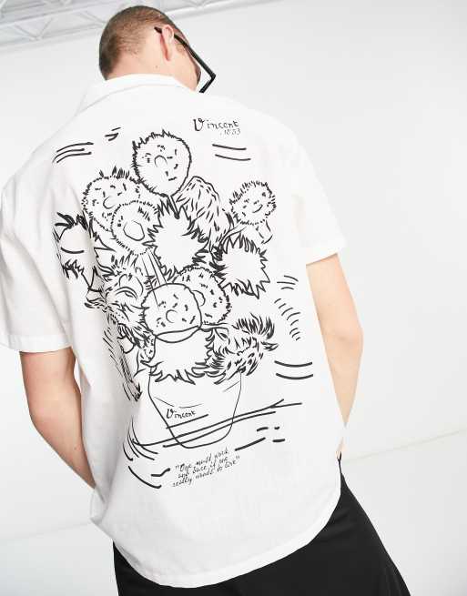ASOS DESIGN - Chemise décontractée avec col à revers et imprimé Van Gogh et croquis