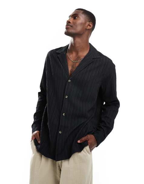 ASOS DESIGN - Chemise décontractée avec col à revers - Noir - view 1